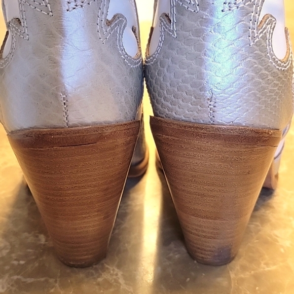 PARA RAIO Genuine Leather Western Silver & White Cowgirl Boots, Sz 9 - Picture 8 of 16